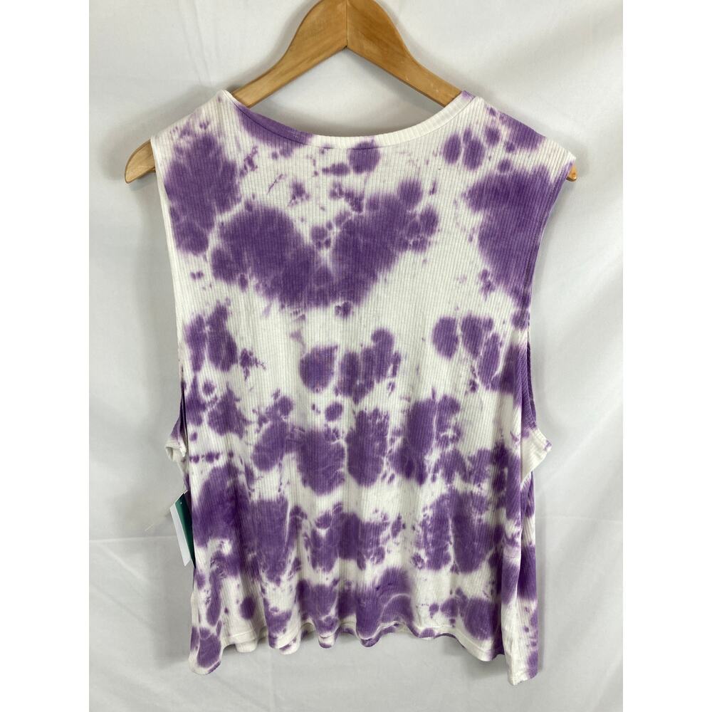 NWT Abound Purple Tie Dye Women's Muscle Ribbed Plus Size Tank Top 2X - Picture 5 of 5
